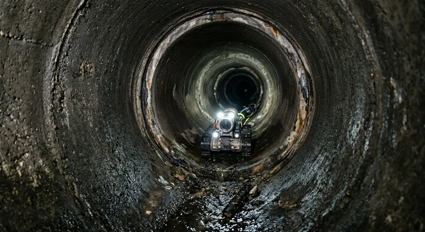 Robotic sewer camera inspecting pipe interior for Sewer Line Repair in Pleasant Grove